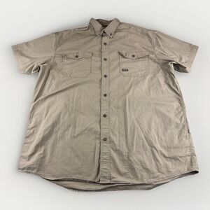 Ariat Rebar Mens XXL Beige Short Sleeve Button Up Workwear Stretch Ripstop READ